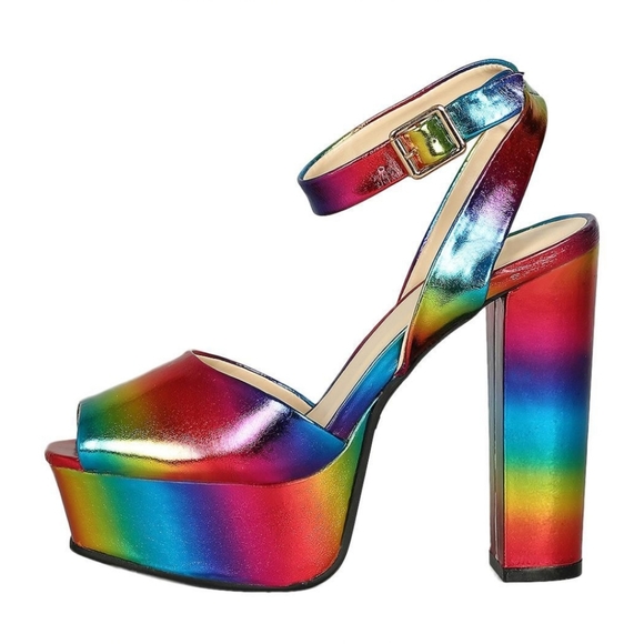 Pride Rainbow holographic platform heels🌈 - Picture 3 of 7